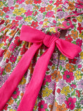 Hot Pink Bow Floral Girl Dress - 4