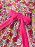 Hot Pink Bow Floral Girl Bubble Romper - 4