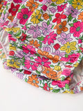 Hot Pink Bow Floral Girl Bubble Romper - 5