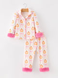Halloween Thanksgiving Pumpkin Bow Fur Pajama Set - 6