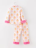 Halloween Thanksgiving Pumpkin Bow Fur Pajama Set - 7