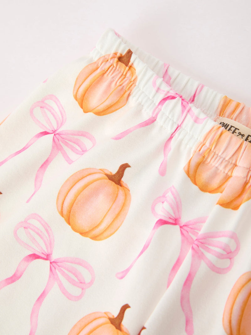 Halloween Thanksgiving Pumpkin Bow Fur Pajama Set - 8