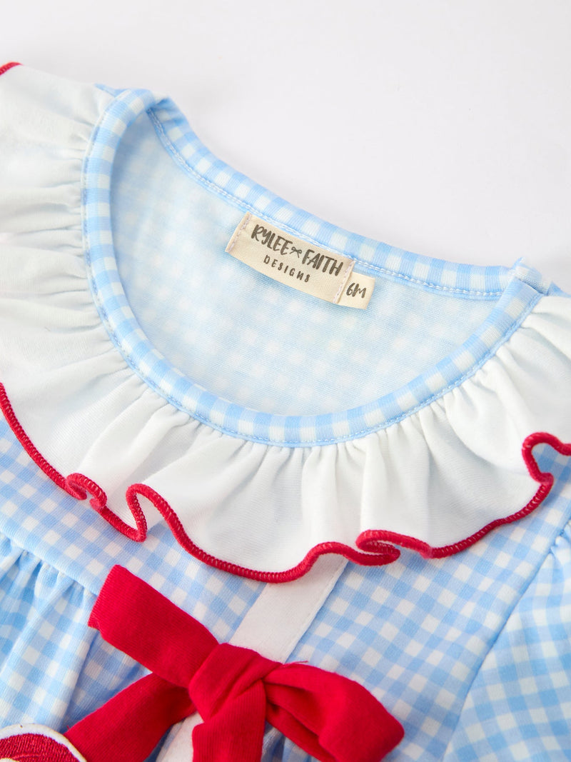 Christmas Santa Bow Plaid Girls Dress - 3