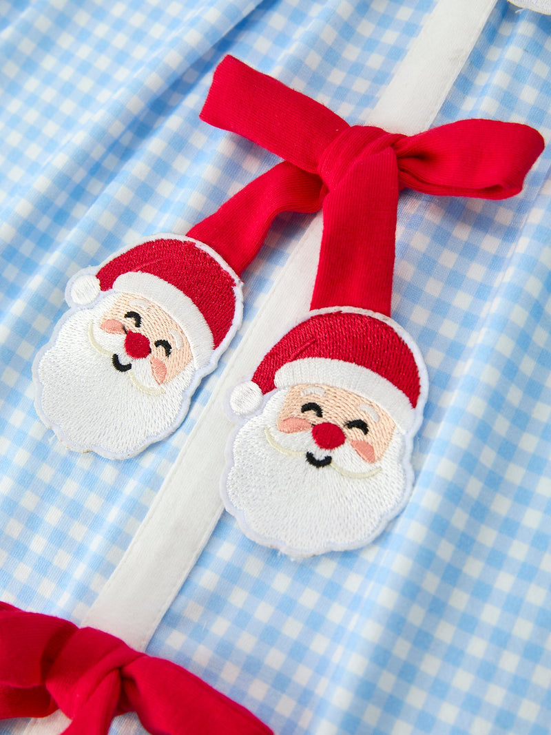 Christmas Santa Bow Plaid Girls Dress - 4