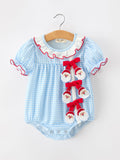 Christmas Santa Bow Plaid Girls Bubble Romper - 1