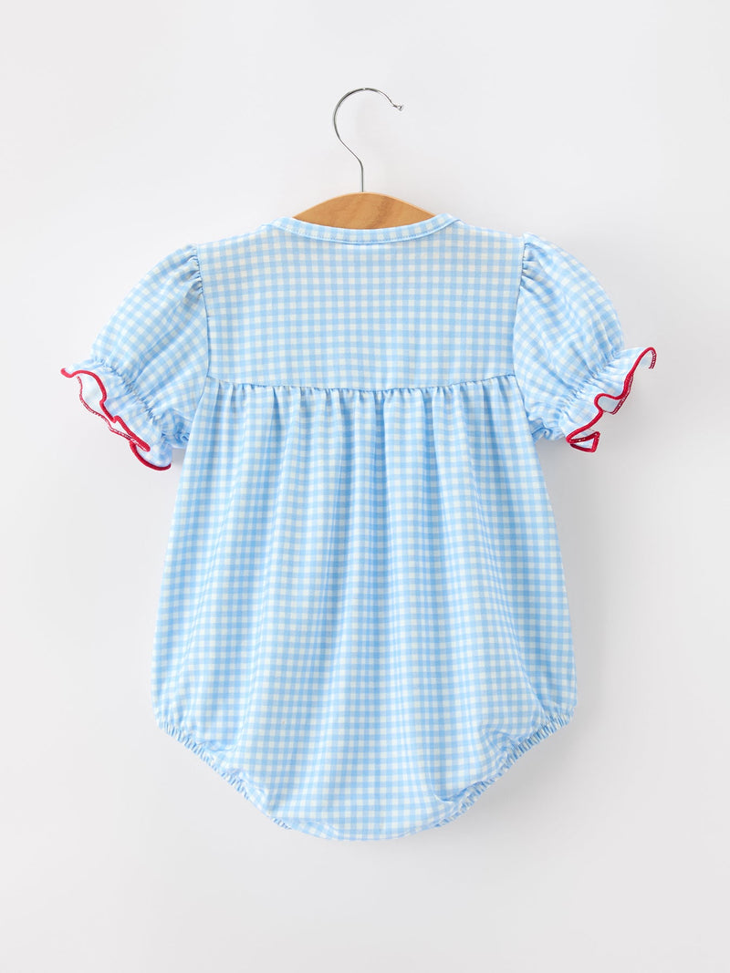 Christmas Santa Bow Plaid Girls Bubble Romper - 2