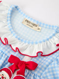 Christmas Santa Bow Plaid Girls Bubble Romper - 3