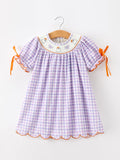 Halloween Ghost Plaid Bow Scallop Girls Dress - 1