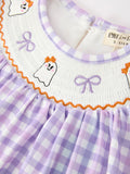 Halloween Ghost Plaid Bow Scallop Girls Dress - 3