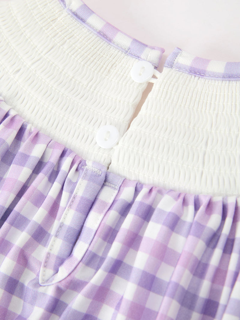 Halloween Ghost Plaid Bow Scallop Girls Dress - 5
