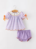 Halloween Ghost Plaid Bow Girls Bloomer Set - 1