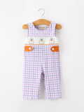 Halloween Ghost Plaid Smocked Baby Boy Romper - 1
