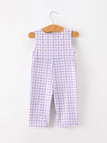 Halloween Ghost Plaid Smocked Baby Boy Romper - 2