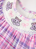 Halloween Plaid Bat Smocked Girls Romper - 3