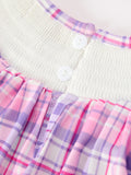 Halloween Plaid Bat Smocked Girls Romper - 4