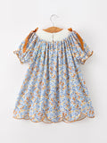 Fall Floral Smocked Girls Dress - 2