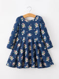 Fall Floral Girls Long Sleeve Dress - 1