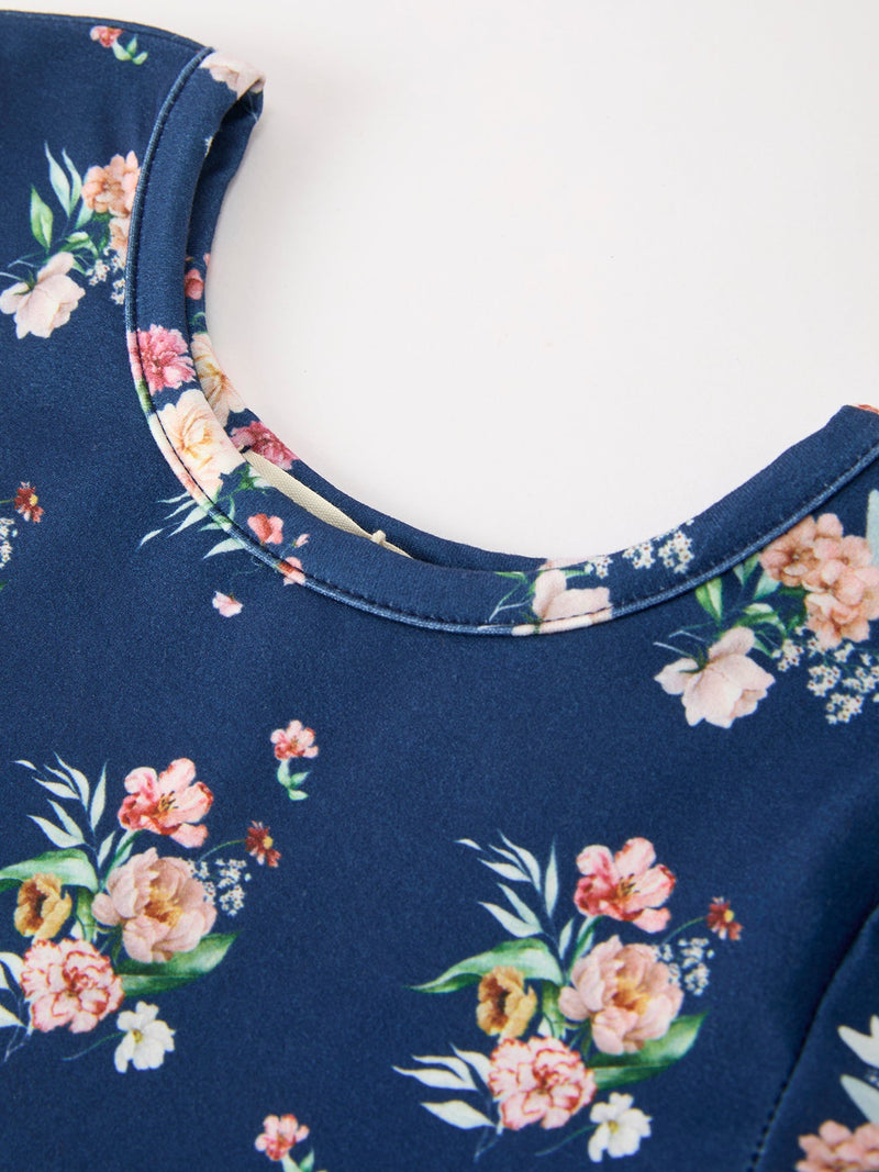 Fall Floral Girls Long Sleeve Dress - 2
