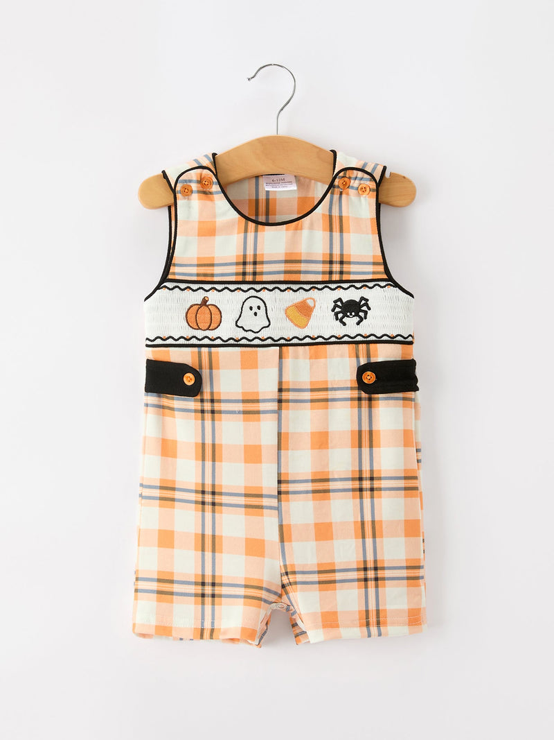 Halloween Plaid Boys JonJon Romper - 1