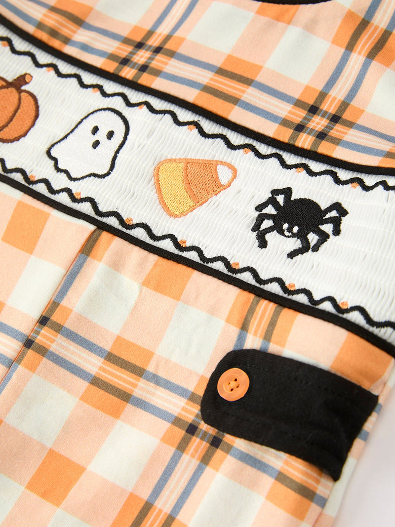 Halloween Plaid Boys JonJon Romper - 4