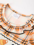 Halloween Plaid Smocked Girls Dress - 3