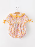 Halloween Pumpkin Floral Baby Bubble Romper - 2