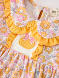 Halloween Pumpkin Floral Baby Bubble Romper - 3
