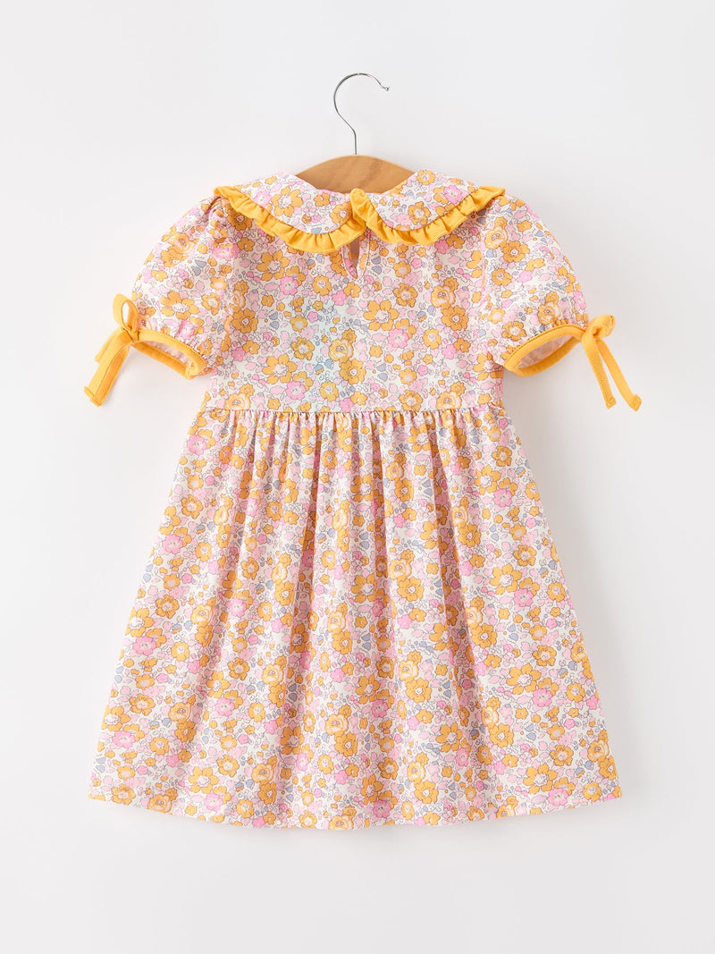 Halloween Pumpkin Floral Girls Dress - 2