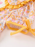 Halloween Pumpkin Floral Girls Dress - 4