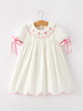 Pink Cross Bishop Christening Girls Dress - 1