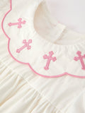 Pink Cross Bishop Christening Girls Dress - 3