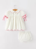Church Christ Pink Cross Bishop Christening Girls Bloomer Set - 2