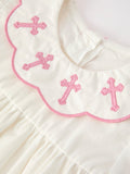 Church Christ Pink Cross Bishop Christening Girls Bloomer Set - 3