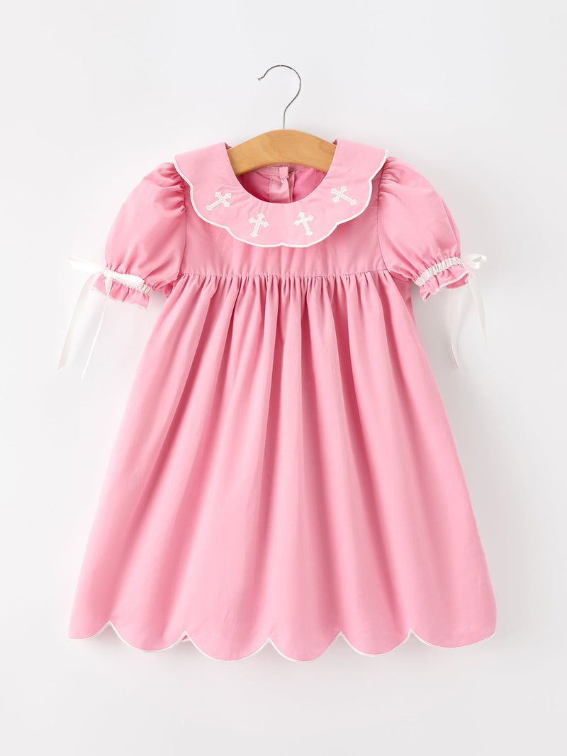 Church Christ White Cross Bishop Christening Girls Dress - 1