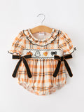 Halloween Plaid Smocked Baby Bubble Romper - 1