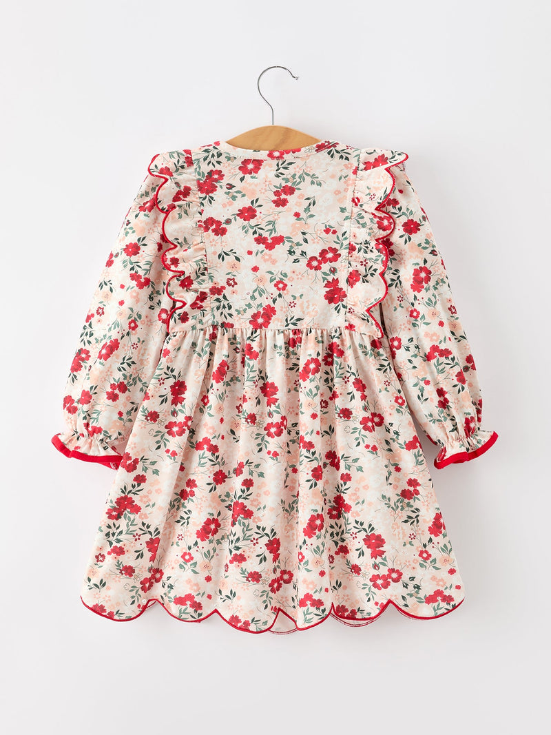 Fall Floral Bow Girls Twirl Dress - 2