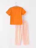 Halloween Pumpkin Plaid Boys Pants Set - 2