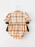 Halloween Plaid Smocked Baby Bubble Romper - 2