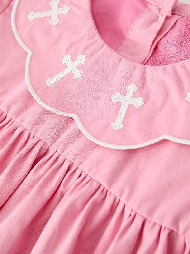 Church Christ White Cross Bishop Christening Girls Dress - 4