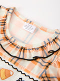 Halloween Plaid Smocked Baby Bubble Romper - 3