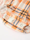 Halloween Plaid Smocked Baby Bubble Romper - 5
