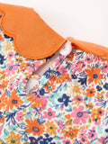 Fall Floral Smocked Petals Collar Girls Dress - 4