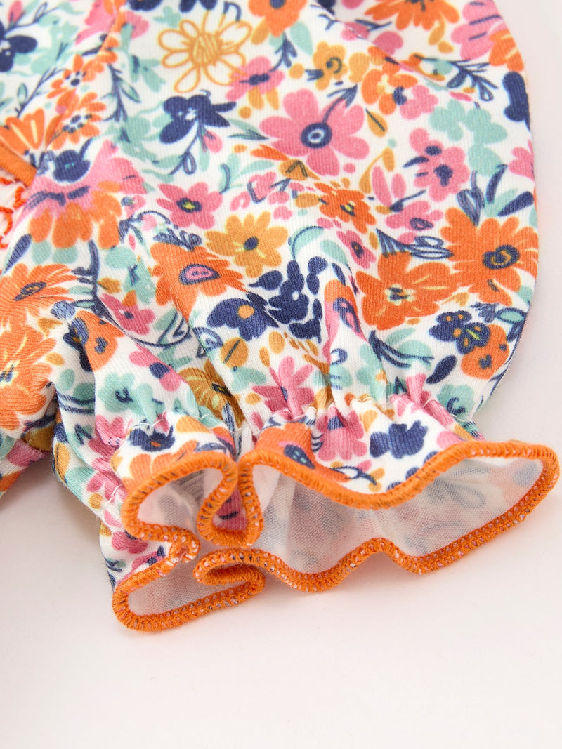 Fall Floral Smocked Petals Collar Girls Bubble Romper - 4