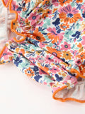 Fall Floral Smocked Petals Collar Girls Bubble Romper - 5