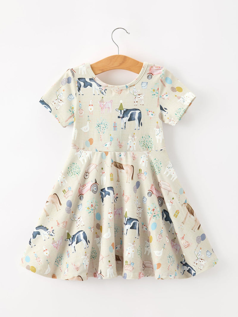Farm Animal Birthday Twirl Girls Dress - 2