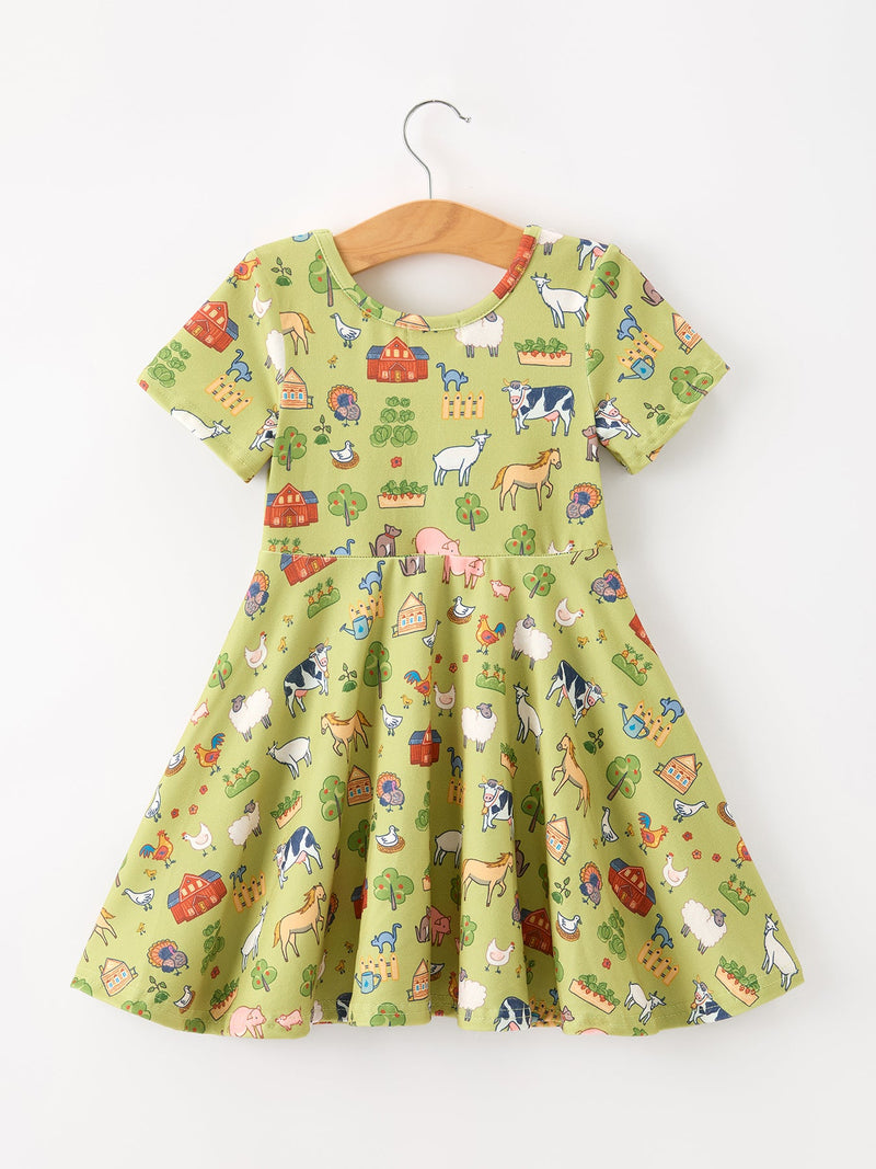 Countryside Farm Animal Pasture Twirl Girls Dress - 2