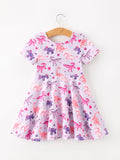 Dinosaur Heart Twirl Girls Dress Short Sleeves - 8