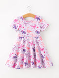 Dinosaur Heart Twirl Girls Dress Short Sleeves - 6