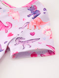 Dinosaur Heart Twirl Girls Dress Short Sleeves - 10