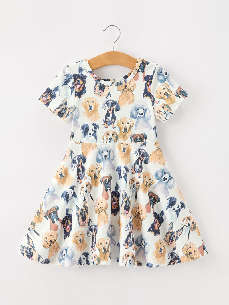 Watercolor Dog Breed Twirl Girls Dress - 1